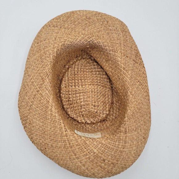 Cappelli Miami Florida Beige Vintage Wooven Straw Paper Sun Beach Hat Beads Knot - Picture 4 of 10